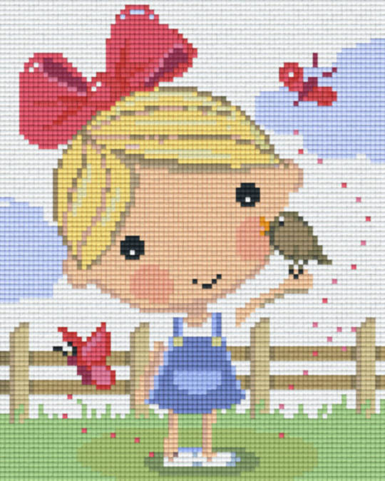 Girl Holding Bird Four [4] Baseplatge PixelHobby Mini-mosaic Art Kit